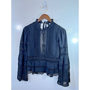 Sea New York Women’s Blouse Size XS 0 Black‎ Whimsigoth Dark Cottagecore Witchy